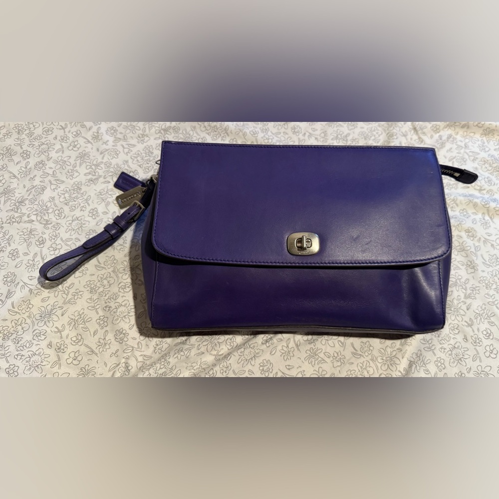 Coach Vintage Purple Leather Clutch with Wrist Strap
